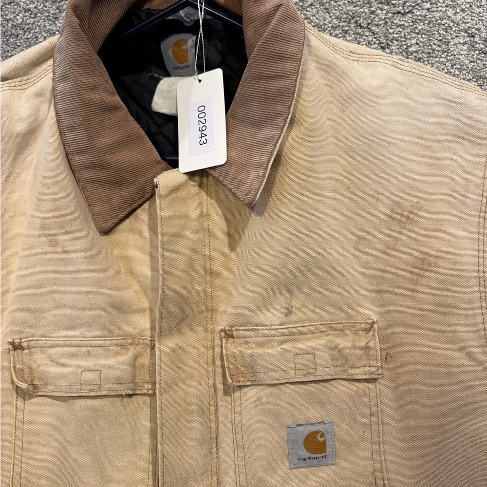 Carhartt Jacket Mens 4XL* Tan Quilt Lined Workwear Duck Canvas Distressed Faded*